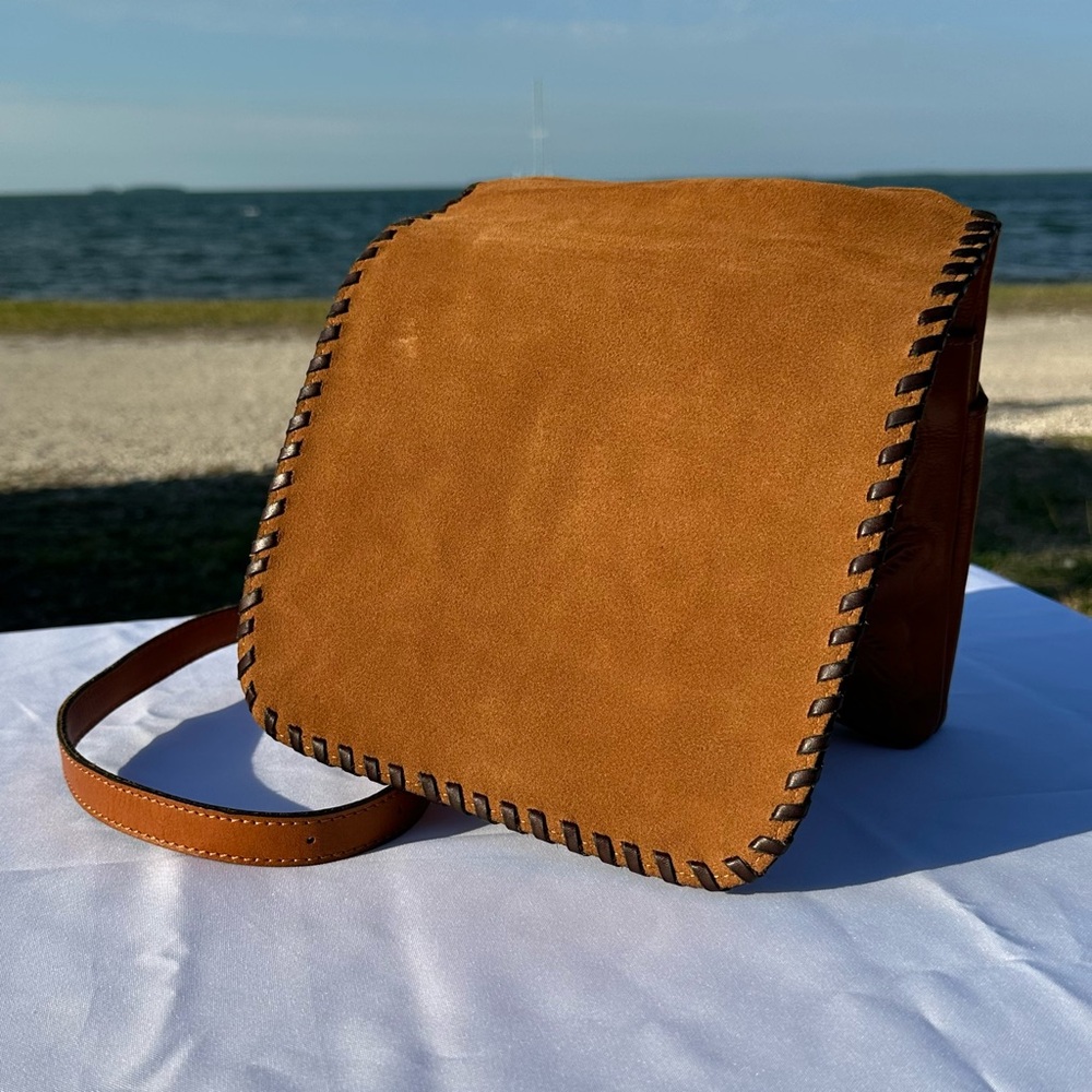 Tooled Leather Crossbody Bag - Tan - Picture 10 of 15